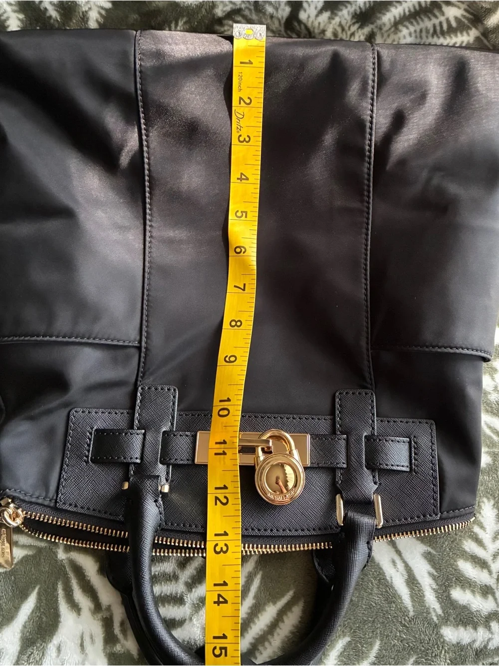 Michael Kors Black Nylon Backpack with Gold MK Charm